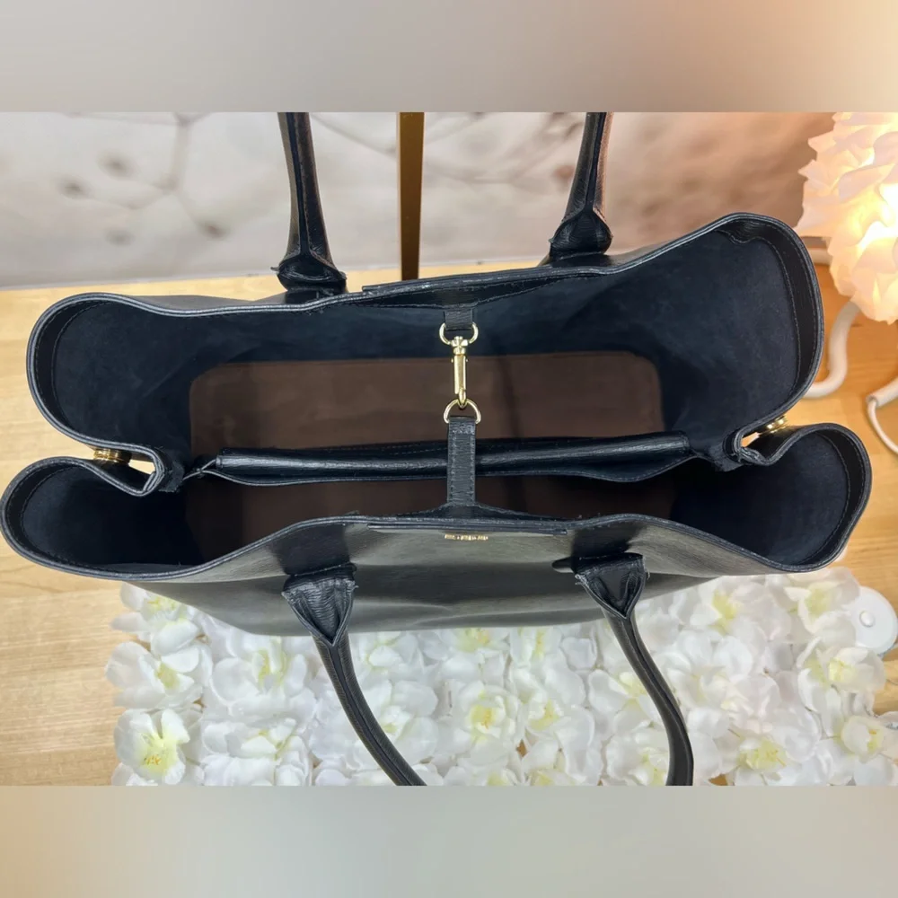 Lauren Ralph Lauren Black Saffiano Leather Tote Bag - Picture 6 of 14